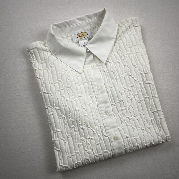 Talbots White Textured Collared Button-up-M - Picture 1 of 12